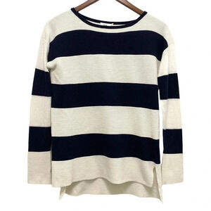 Vince Ottoman Striped Boatneck Long Sleeve Sweater Ivory/Blue Women’s Size XS